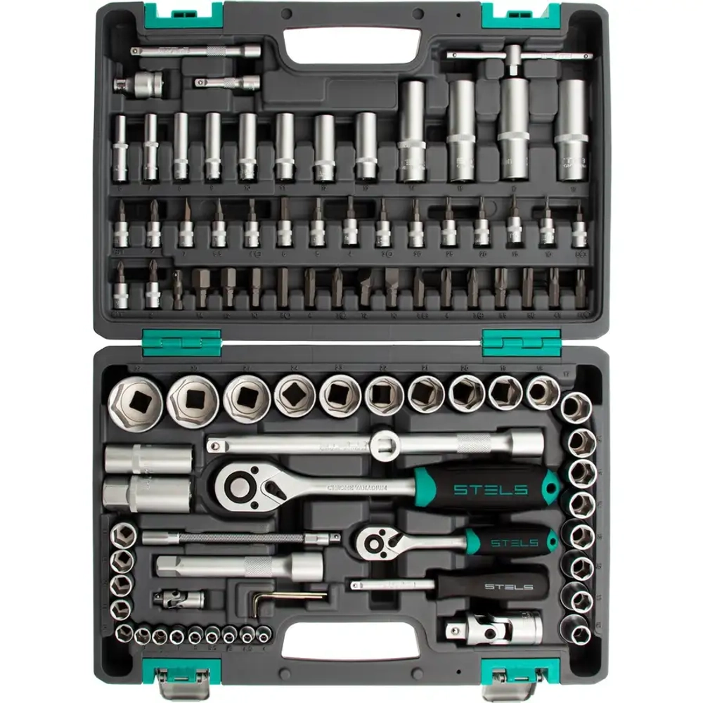 Набор инструментов, 1/2", 1/4", CrV, 94 предм.// STELS 14106