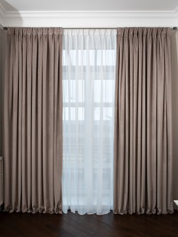 Ткань Портьера 260x275 Garda Decor Silkу бежевая димаут Бежевый