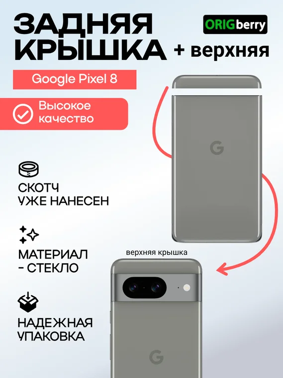 Комплект задняя и верхняя крышка для Google Pixel 8 Серый (Hazel)