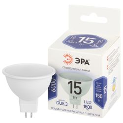 Лампа светодиодная ЭРА STD LED MR16-15W-860-GU5.3 15Вт софит холодный белый свет GU5.3 | Лампы cветодиодные Точечные (Софиты) (MR, PAR)