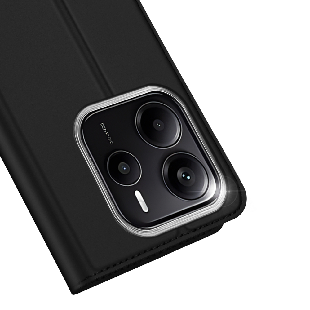 Чехол книжка из PU кожи черного цвета от Dux Ducis для смартфона Xiaomi Redmi Note 14 5G, серия Skin Pro Series Case