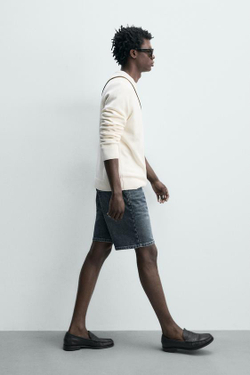 ZARA ДЖИНСОВЫЕ ШОРТЫ REGULAR FIT, СИНИЙ