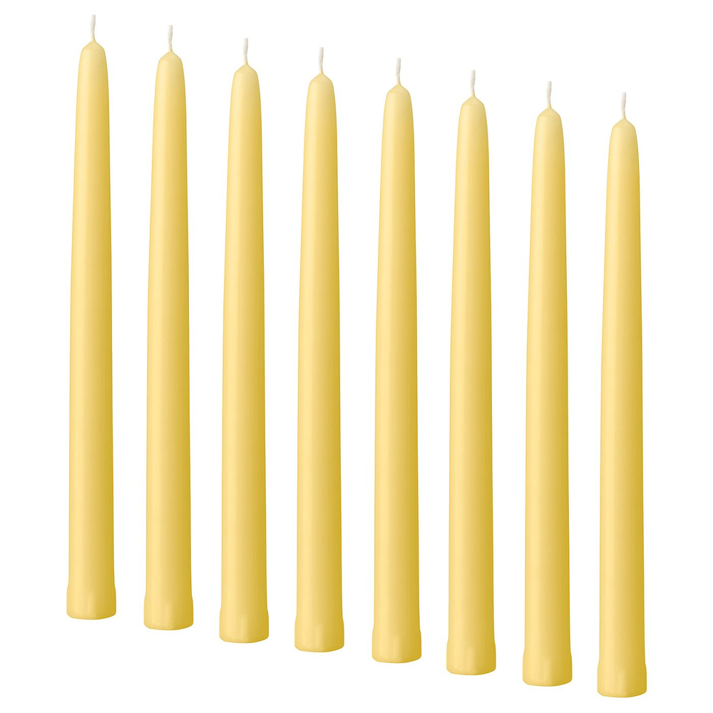 IKEA KLOKHET  (ИКЕА КЛОКХЕТ)  -  Свеча коническая без запаха - бледно-жёлтая 25 см, 6 ч.