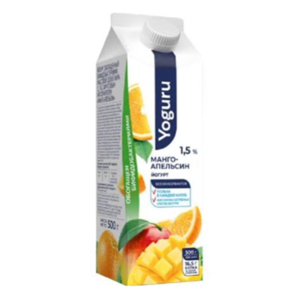 Йогурт Yoguru манго апельсин 1,5% 500гр