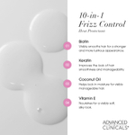 Advanced Clinicals, термозащитное средство 10 в 1 Frizz Control, для сухих и пушения волос, 222 мл (7,5 жидк. унции)