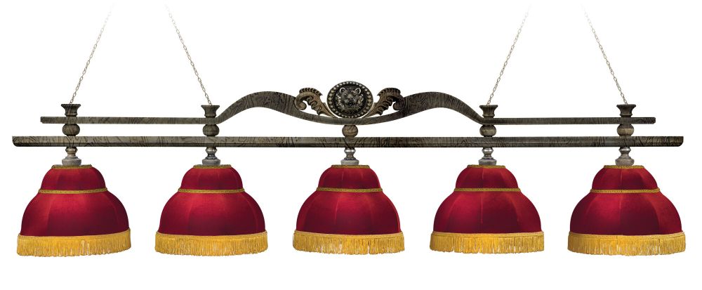 Лампа Лео II 5пл. клен (Авт. № 2,бархат wine,бахрома желтая,фурнитура золото)