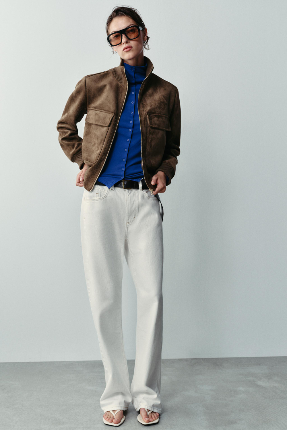 БОМБЕР ИЗ ИСКУССТВЕННОЙ ЗАМШИ — ZARA