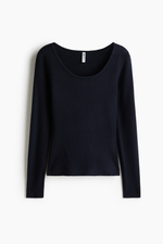 Трикотажный топ с глубоким вырезом - H&M