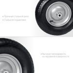GRINDA WP-20, 4″х380мм, для тачек (арт. 422401, 422406, 422408), стальной диск, подшипник 20мм, пневматическое колесо для тачки, PROLine (422409)