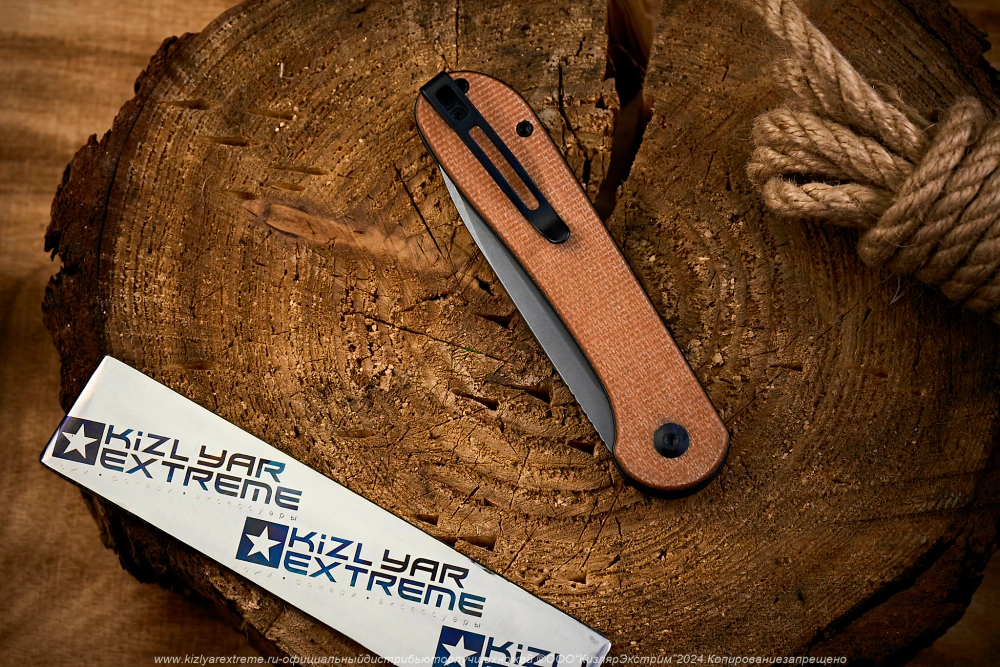Нож Civivi BL Elementum C2103D сталь 14C28N Gray StoneWash рукоять Brown Micarta