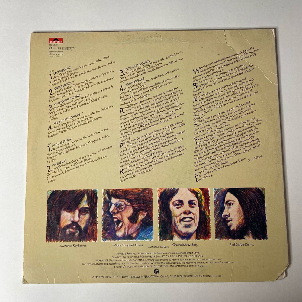Винтажная виниловая пластинка LP Rory Gallagher The Story So Far (USA 1976)