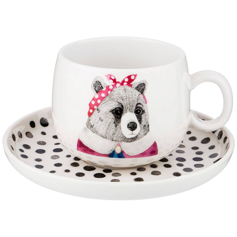 ЧАЙНЫЙ НАБОР "FASHION ANIMALS" МЕДВЕДИЦА, НА 1ПЕР. 2ПР. 450 МЛ (КОР=8НАБ.)