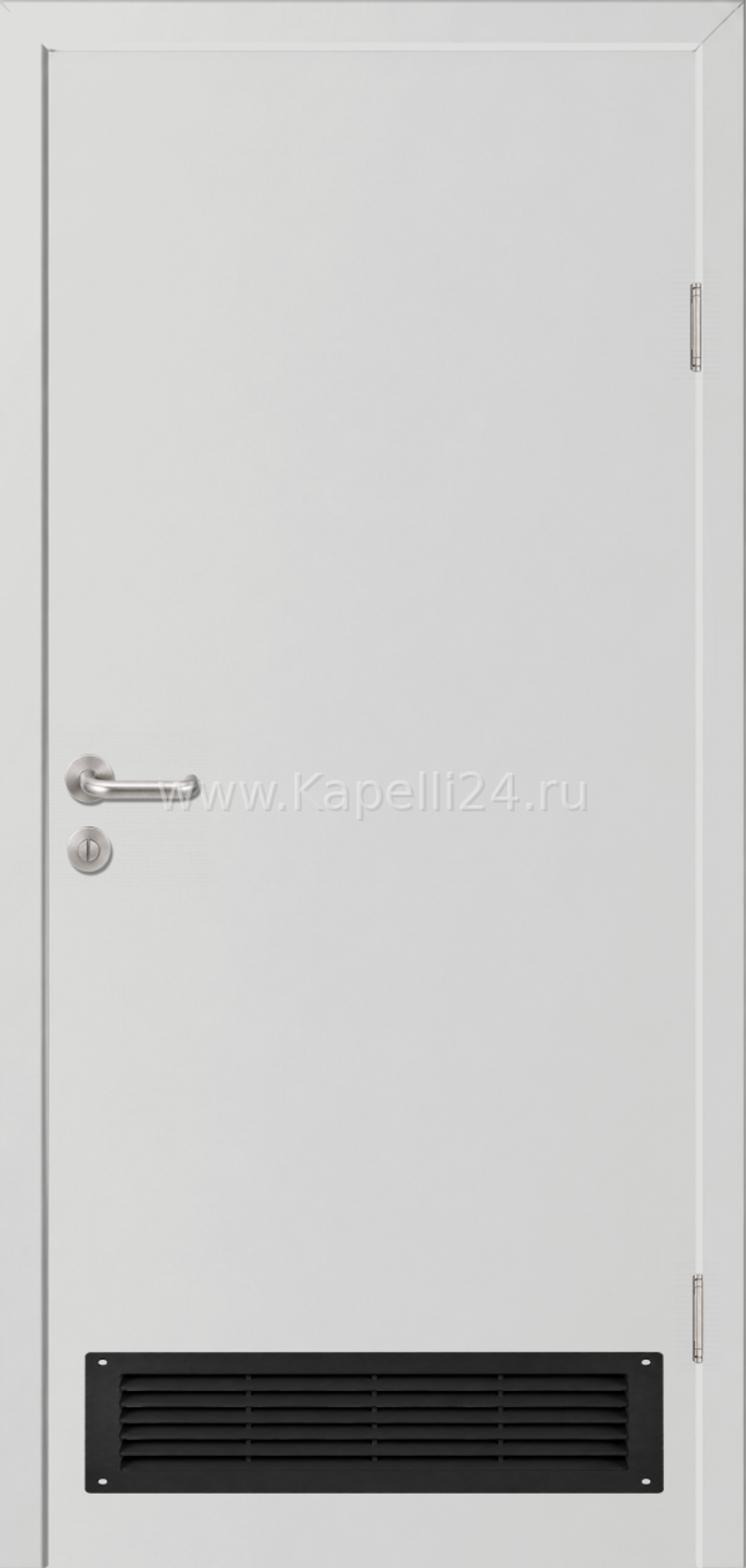 Влагостойкая Дверь Капель однопольная Телегрей 4 RAL 7047 Вентиляционная решетка черная