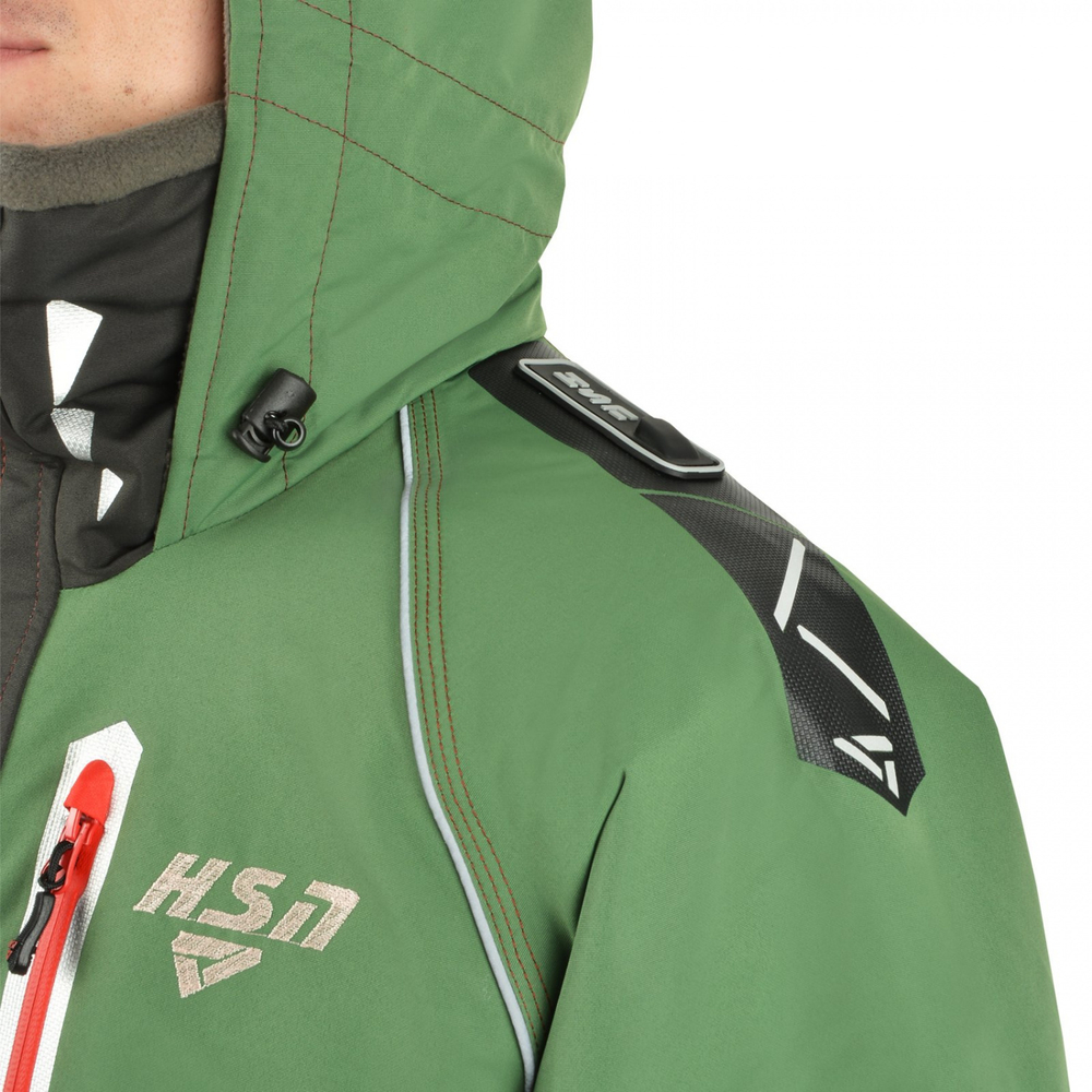 Зимний мужской костюм-поплавок ХСН Rescuer III NEW -45 (Hardguard) Зеленый (Красные молнии)