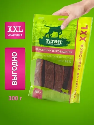 TiTBiTлакомство для собак пластинки из говядины XXL 300г