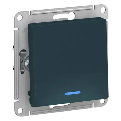 ATLASDESIGN 1-клавишный ВЫКЛЮЧАТЕЛЬ с подсветкой, сх.1а, 10АХ, механизм, ИЗУМРУД