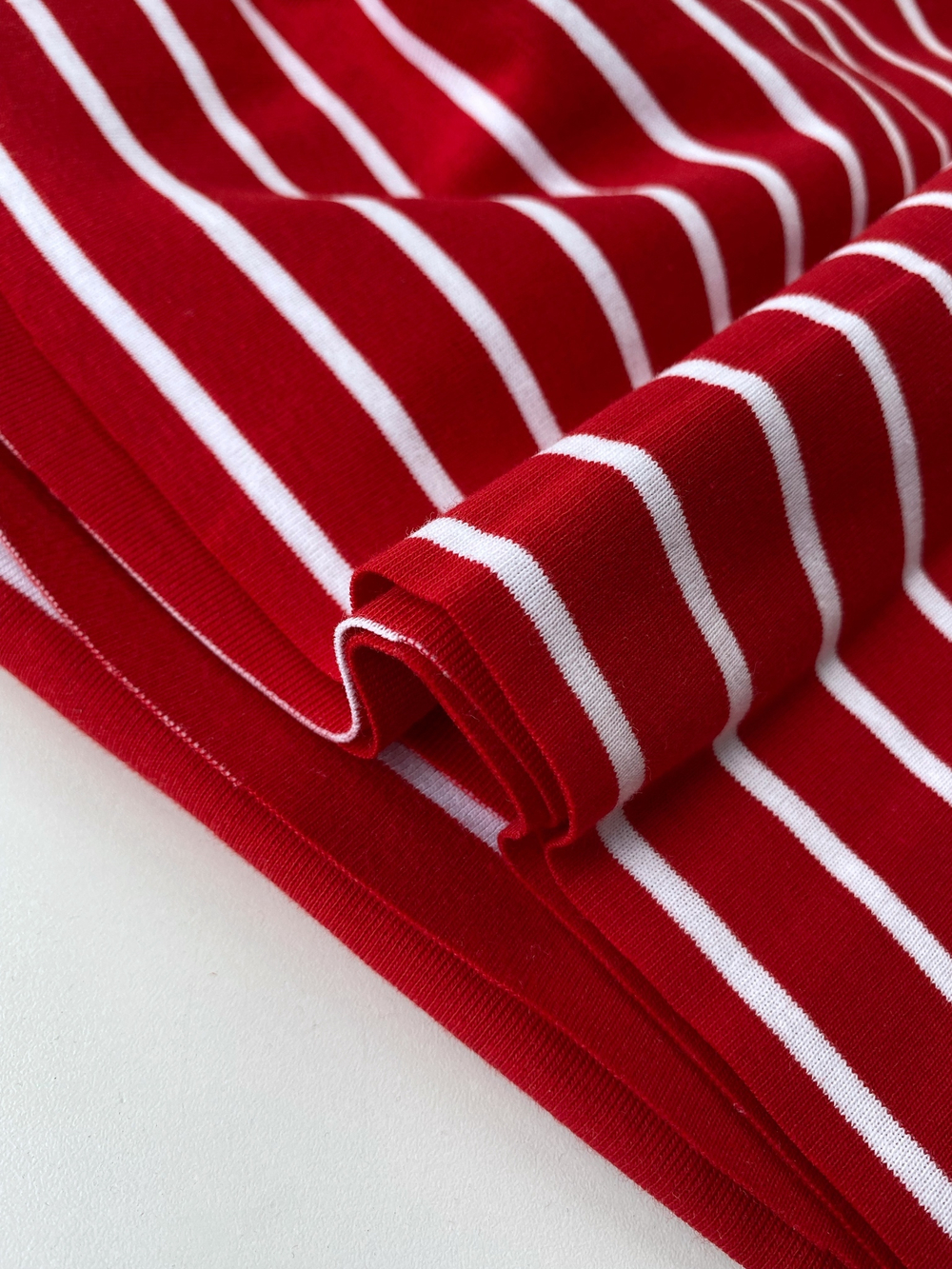 Отрез 0,4м Трикотаж рибана Breton stripes, Красный с белым