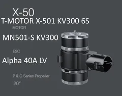 Набор ВМГ T-Motor X-501 KV300 6S Coaxial / Соосный (MN501-S KV300 2шт + ESC Alpha 40A LV 6S 2шт + мотормаунт), тяга до 6.3 кг