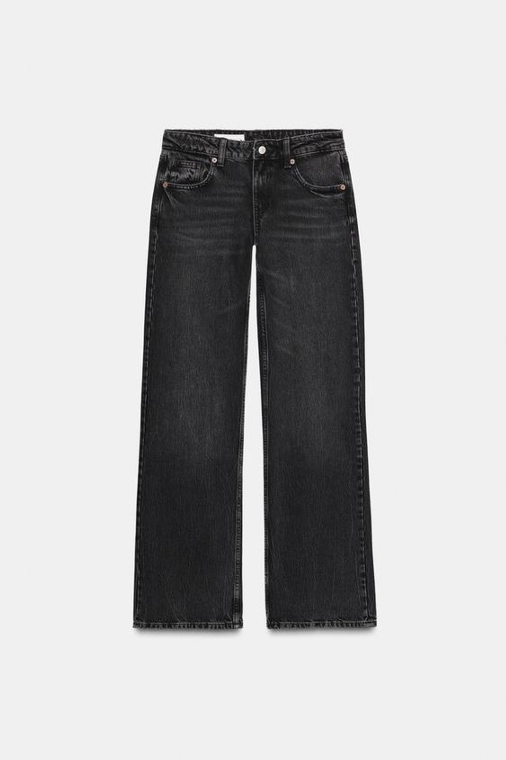 ZARA ДЖИНСЫ TRF WIDE-LEG С НИЗКОЙ ПОСАДКОЙ, ЧЕРНЫЙ