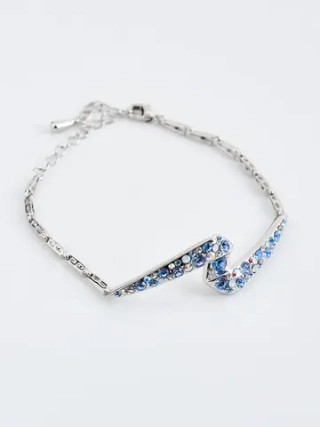 Браслет Молния с голубыми кристаллами Swarovski