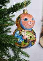 Котик Тимоша стеклянная игрушка