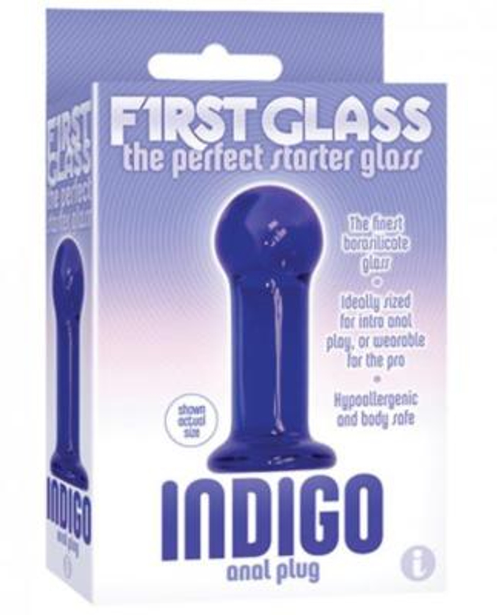 Стеклянная анальная пробка FIRST CLASS Indigo