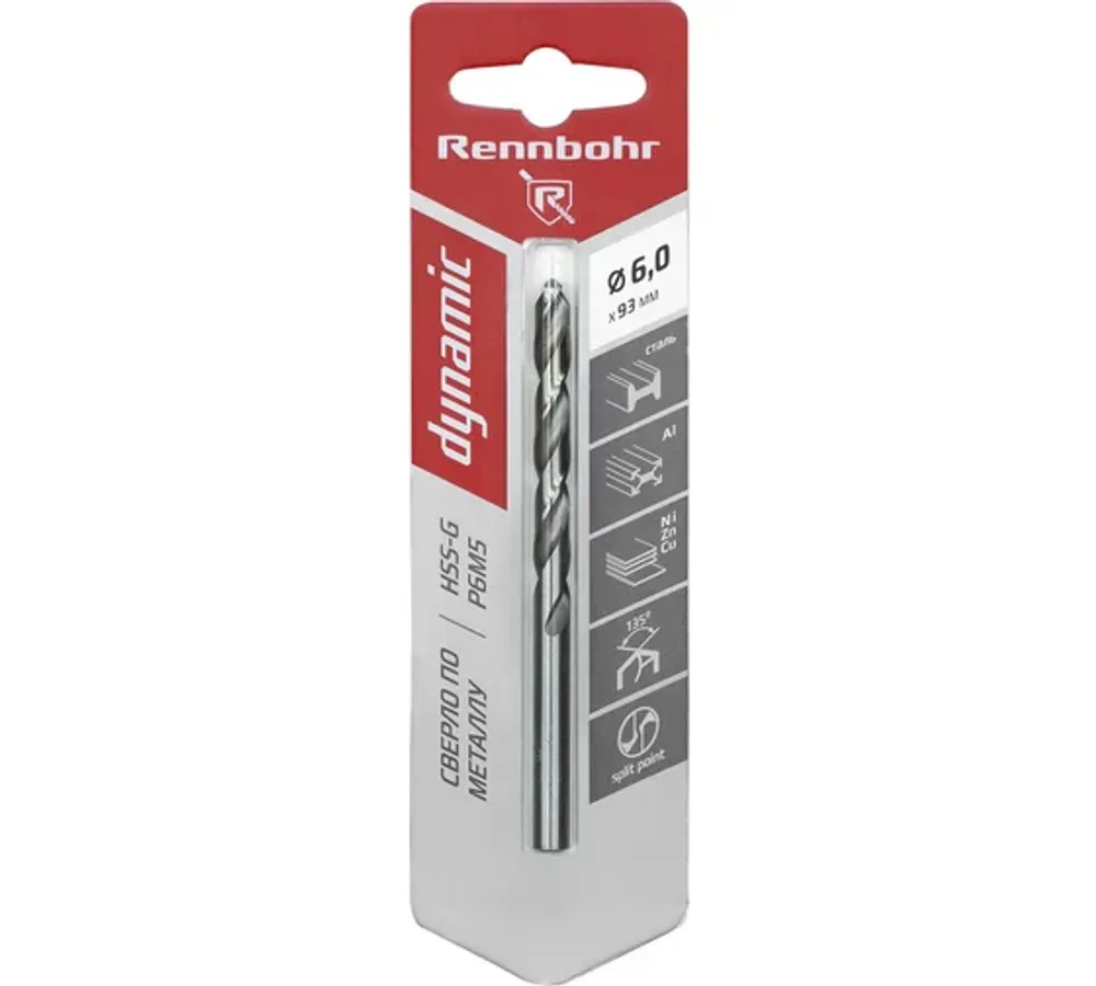 675070 Сверло по металлу ЦХ, 7,0х109мм, HSS-G, P6M5, 1шт/уп,RENNBOHR DYNAMIC CARD 675070 Сверло по металлу ЦХ, 7,0х109мм, HSS-G, P6M5, 1шт/уп,RENNBOHR DYNAMIC CARD