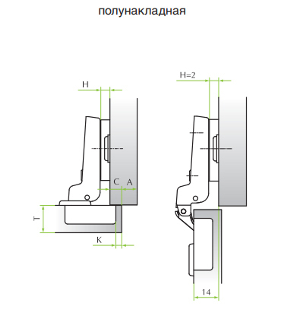 Петля полунакладная 110 гр slide-on GTV — купить в Якутске | Все для мебели