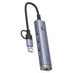 USB-C/USB-A Хаб Baseus UltraJoy 4-Port AIR (3xUSB3.0 + RJ45 + USB-C5V)