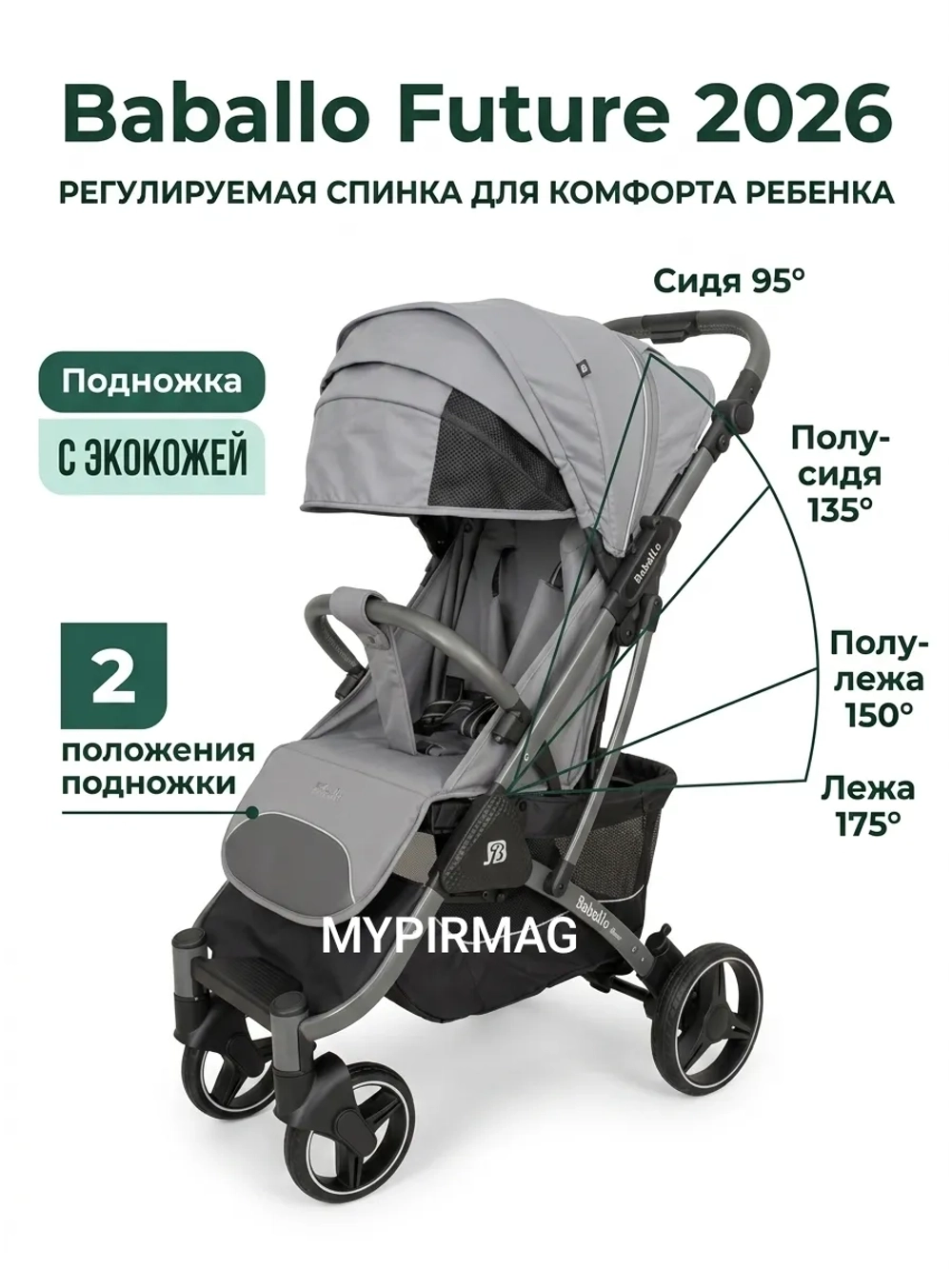 Коляска Baballo Future 2026 (серый)