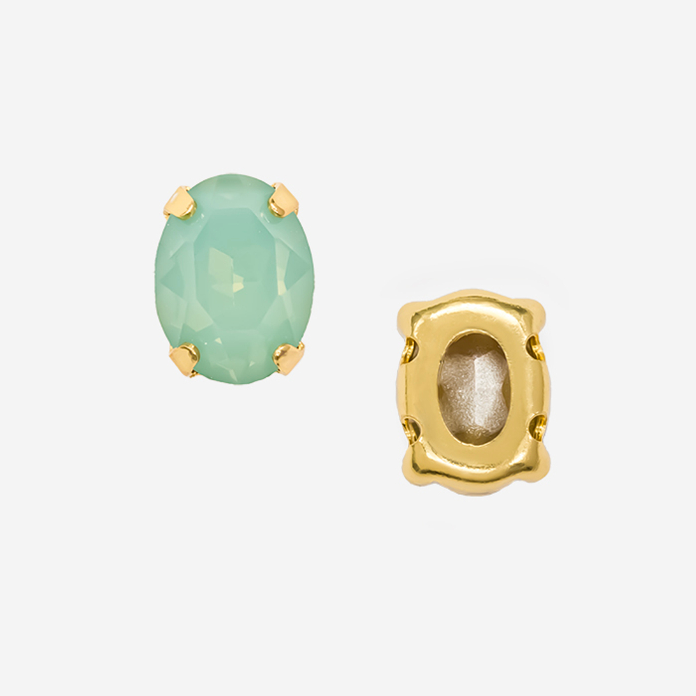 Кристалл Овал (Oval Fancy Stone) в цапах, оттенок "Тихоокеанский Опал"/"Pacific Opal", 8*6мм, позолота