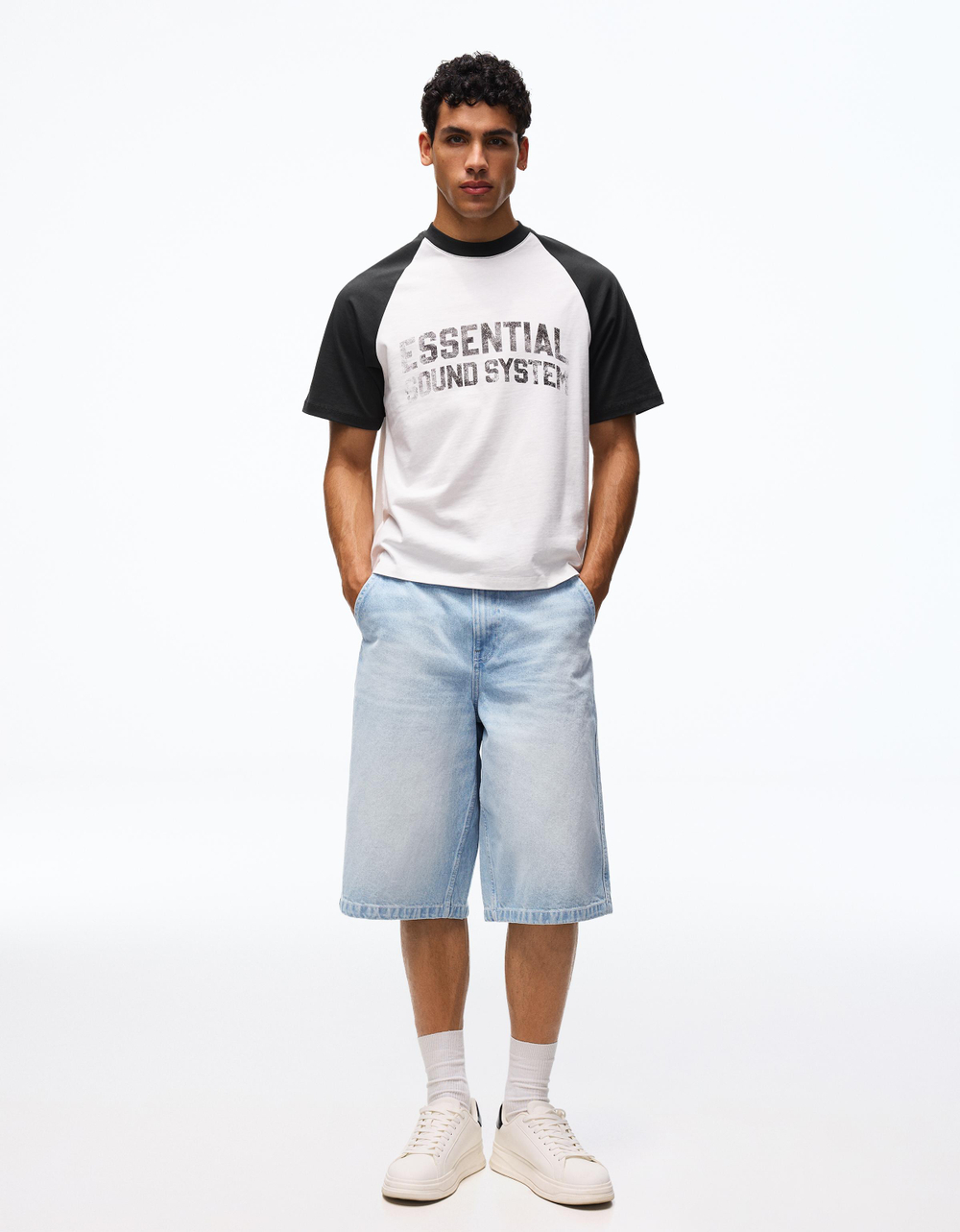 Мужские джинсовые бермуды в стиле скейтер - BERSHKA