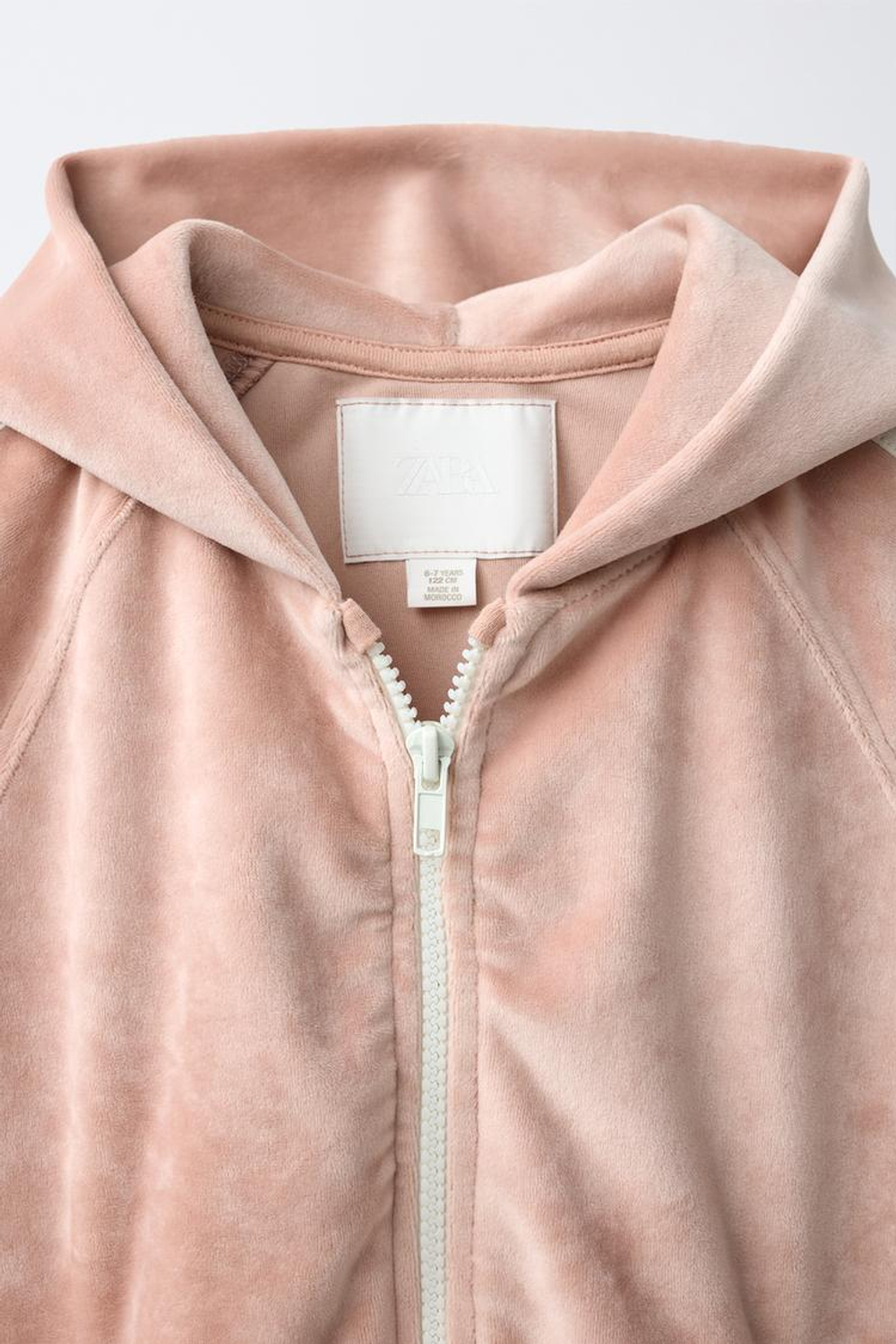 ZARA ХУДИ ИЗ ВЕЛЮРА С МОЛНИЕЙ, РОЗОВЫЙ