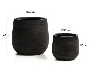 Набор из двух черных кашпо Tival с эффектом цемента, диаметр 50 см/34 см