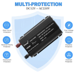 Инвертор 12V-220V 1500W черный Foval чистый синус