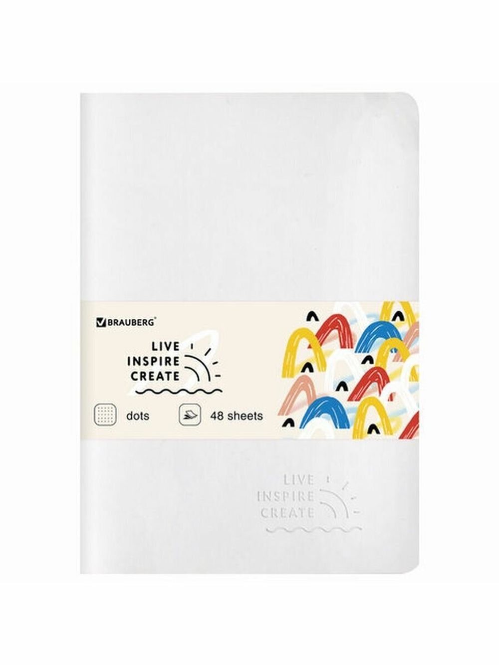 Тетрадь 48 л. в точку обложка кожзам SoftTouch, сшивка, A5 (147х210мм), БЕЛЫЙ, BRAUBERG RAINBOW, 403884