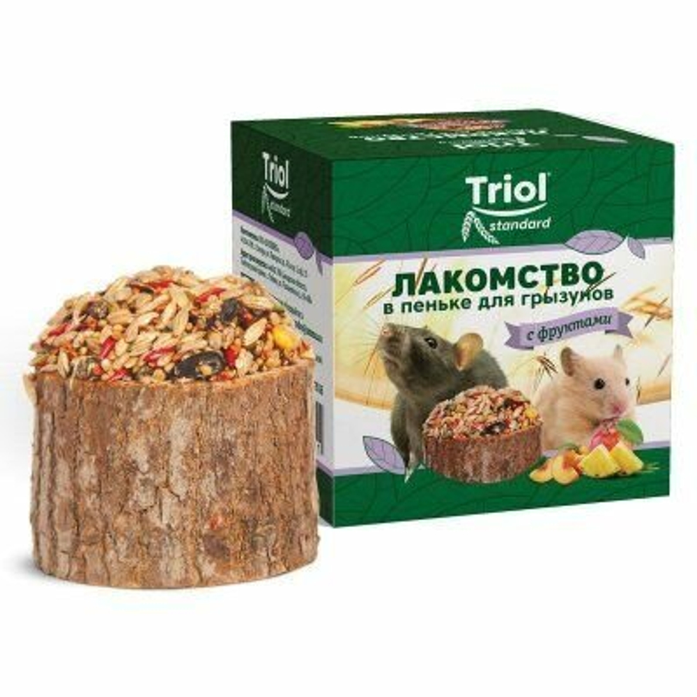 Лакомство в пеньке для грызунов с фруктами, 70г, Triol Standard
