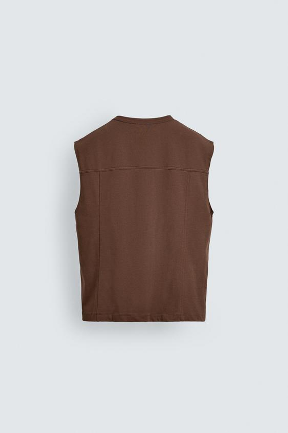 ZARA ФУТБОЛКА RELAXED FIT БЕЗ РУКАВОВ, ТЕМНО-КОРИЧНЕВЫЙ
