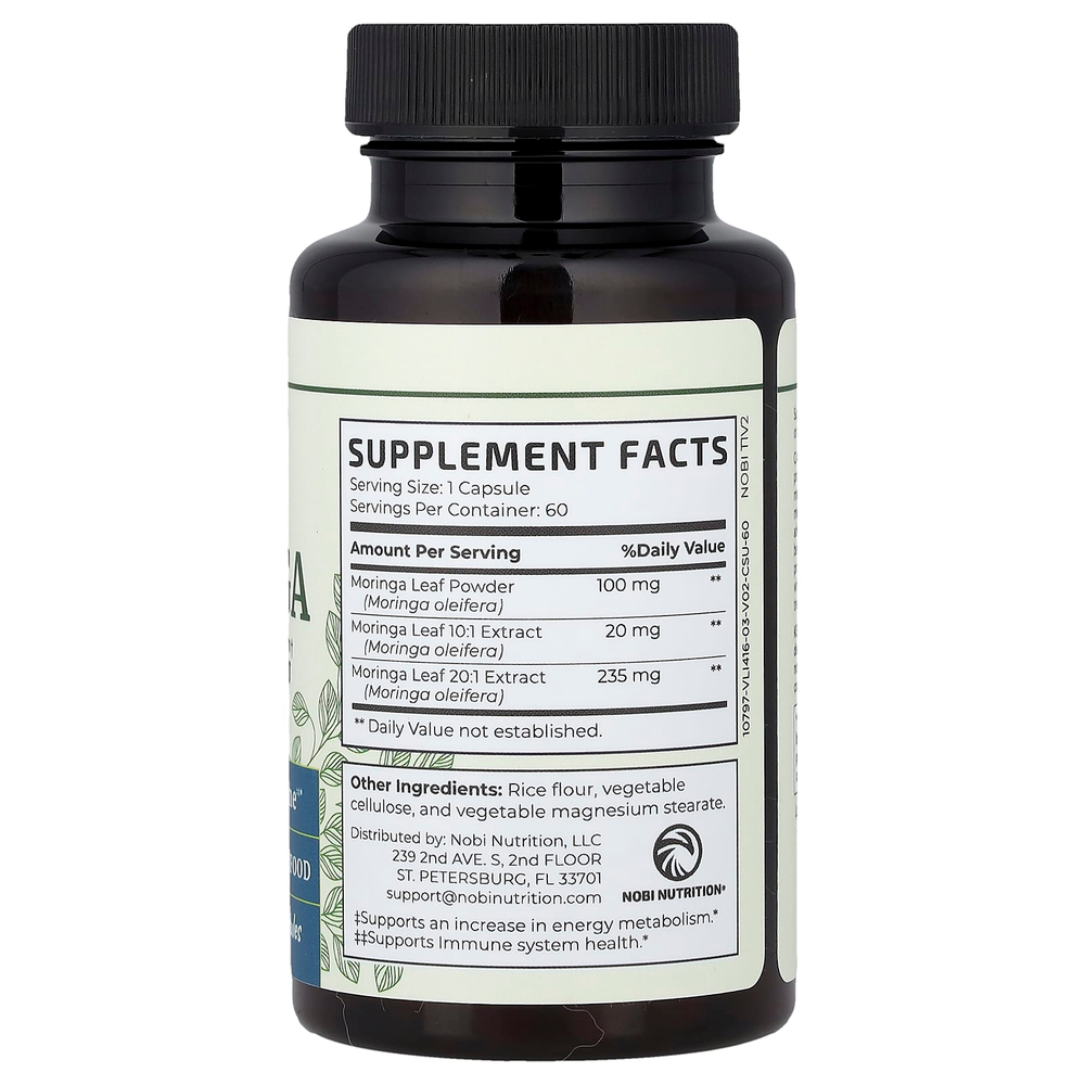 Nobi Nutrition, чистая моринга, 5000 мг, 60 капсул