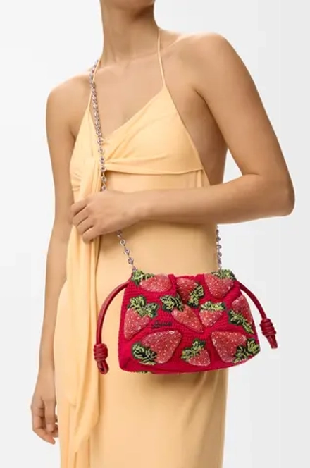Loewe Мини-сумочка Flamenco с бисером, красный
