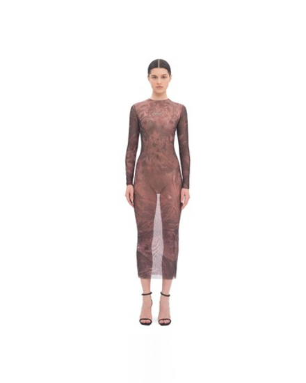 BROWN MESH DRESS