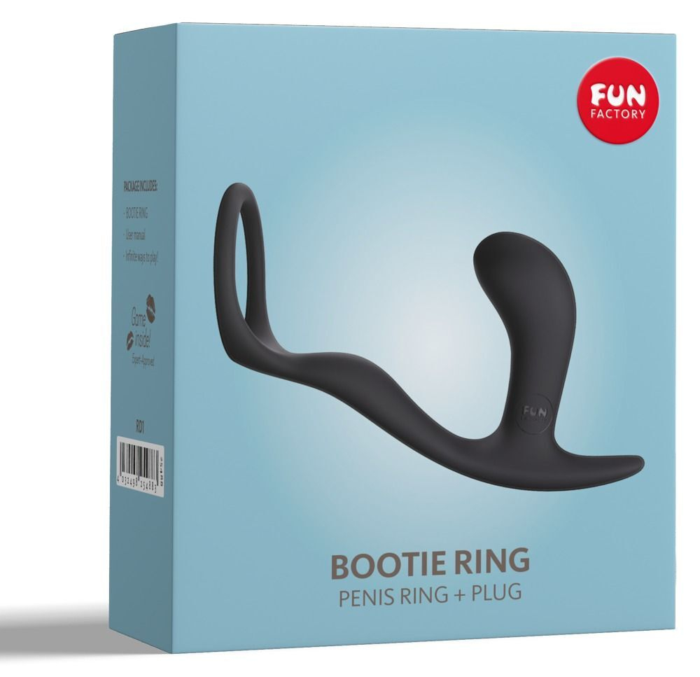 Чёрное эрекционное кольцо с анальной пробкой Bootie Ring (Цвет: черный)