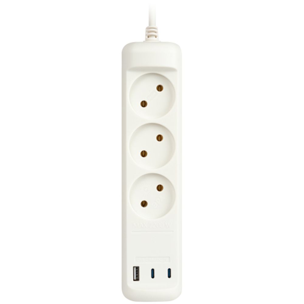 Удлинитель электрический ЭРА U-3-3m-USB-W 3 розетки + 3xUSB A+C 3м 10А белый | Электротовары