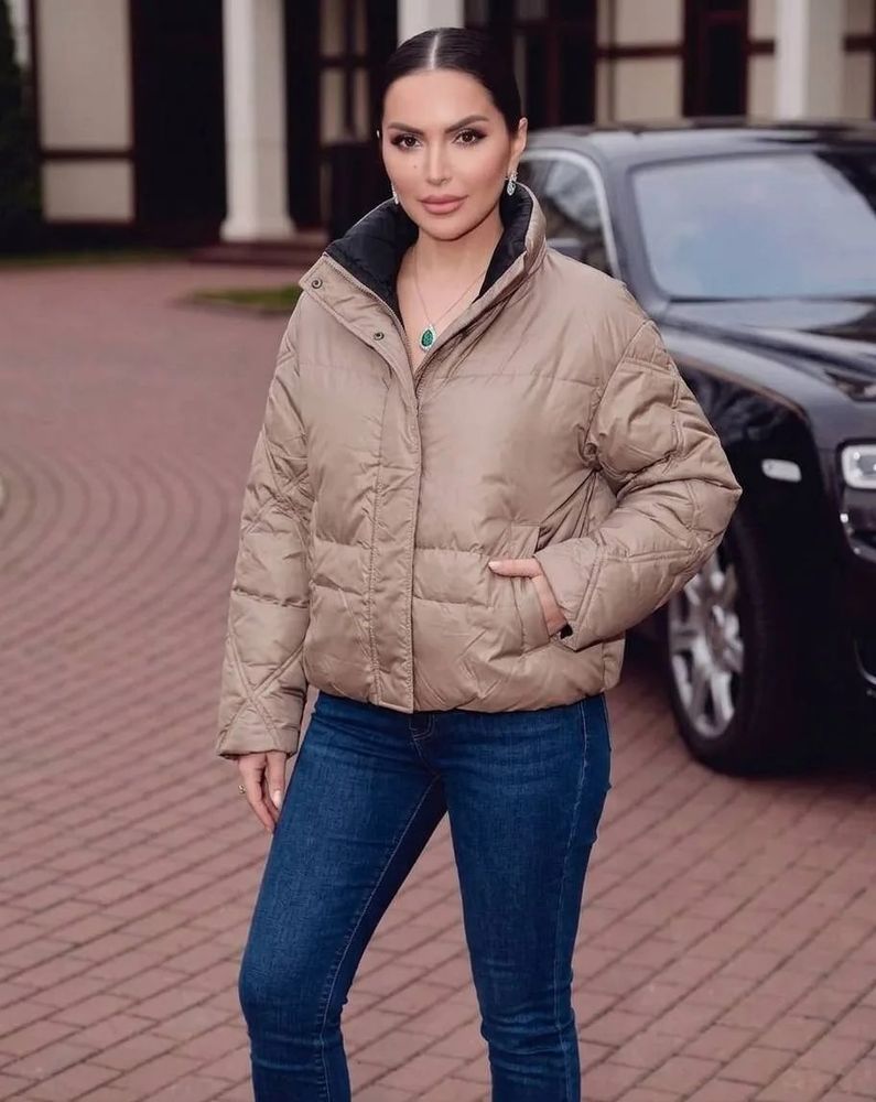 Куртка цвета капучино, укороченная