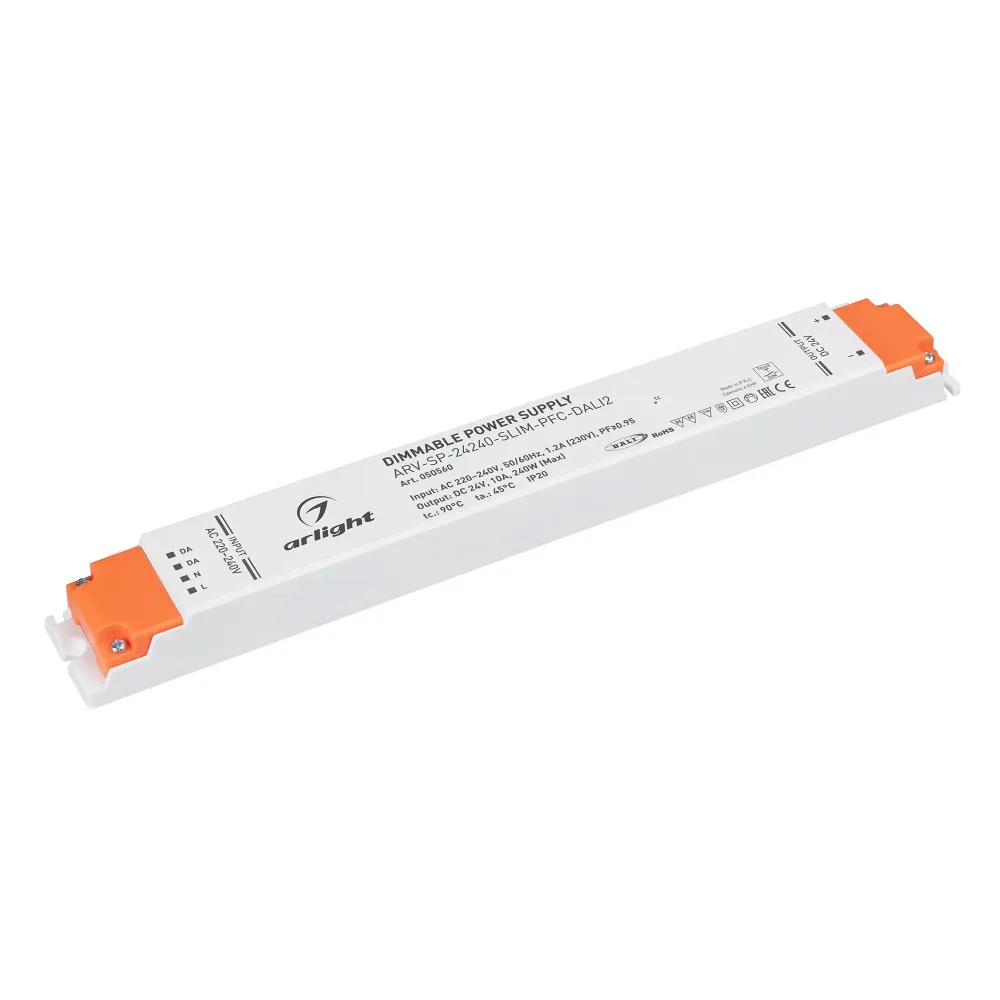 Блок питания ARV-SP-24240-SLIM-PFC-DALI2 (24V, 10A, 240W) (Arlight, IP20 Пластик, 5 лет) Блок питания ARV-SP-24240-SLIM-PFC-DALI2 (24V, 10A, 240W) (Arlight, IP20 Пластик, 5 лет)