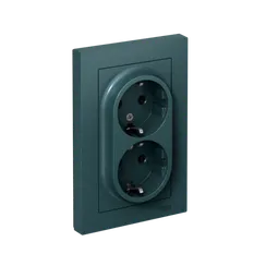 Розетка двойная с заземлением без шторок Systeme Electric AtlasDesign Изумруд ATN000824