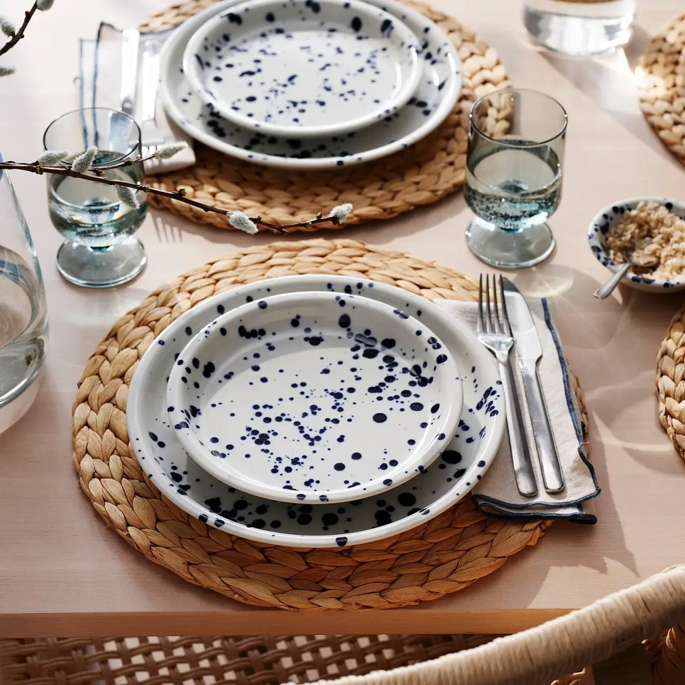 Набор тарелок IKEA SILVERSIDA (СИЛВЕРСИДА), Синий, Белый, 20 см, 2 шт
