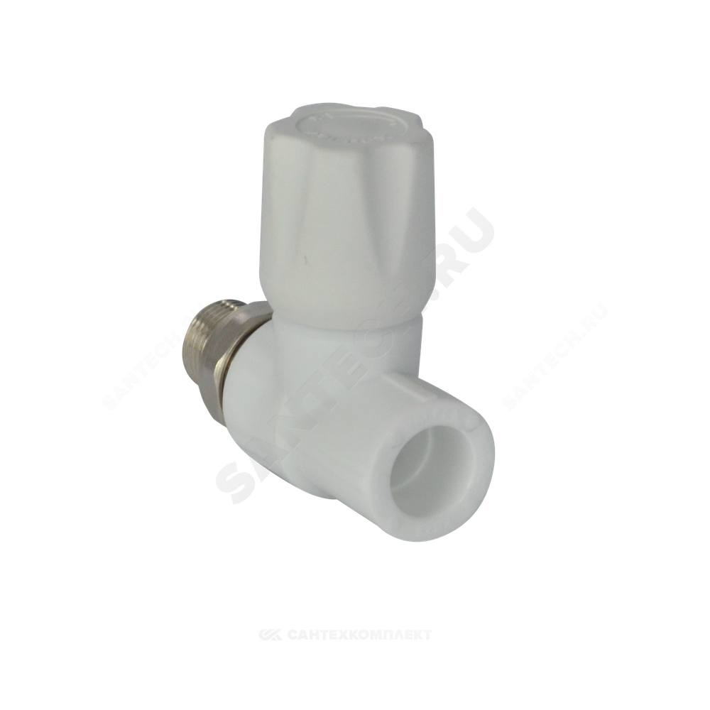 Клапан (вентиль) PP-R запорный белый Дн 20х1/2" Ру25 НР прямой для радиатора VALFEX 1014620012