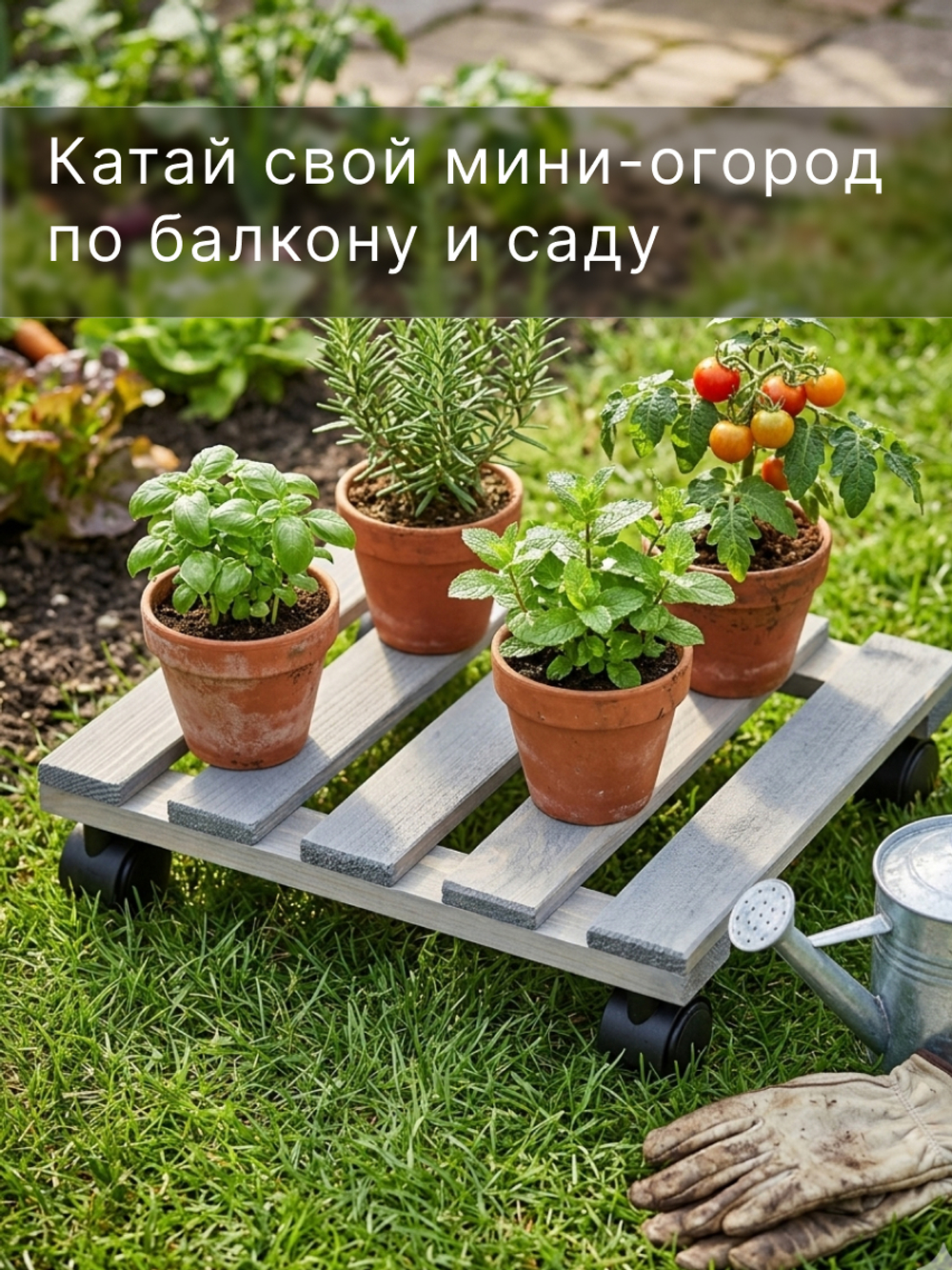 Подставка для цветов, 30х30х7, Флорэль, круглая на колесиках, этажерка, напольное, на подоконник, полка, из массива дерева, серый, Dipriz