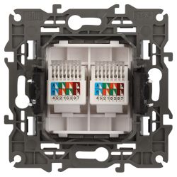 Розетка ЭРА Elegance 14-3108-01 информационная двойная 2хRJ45 IP20 белый | Эра Elegance